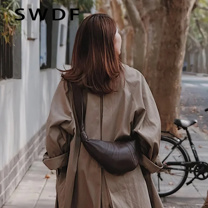 

New 2023 New Underarm Bag For Women Vintage Croissant Sheepskin Can Be Bag Diagonal Dumpling Bag Leather Chest Waist Bag