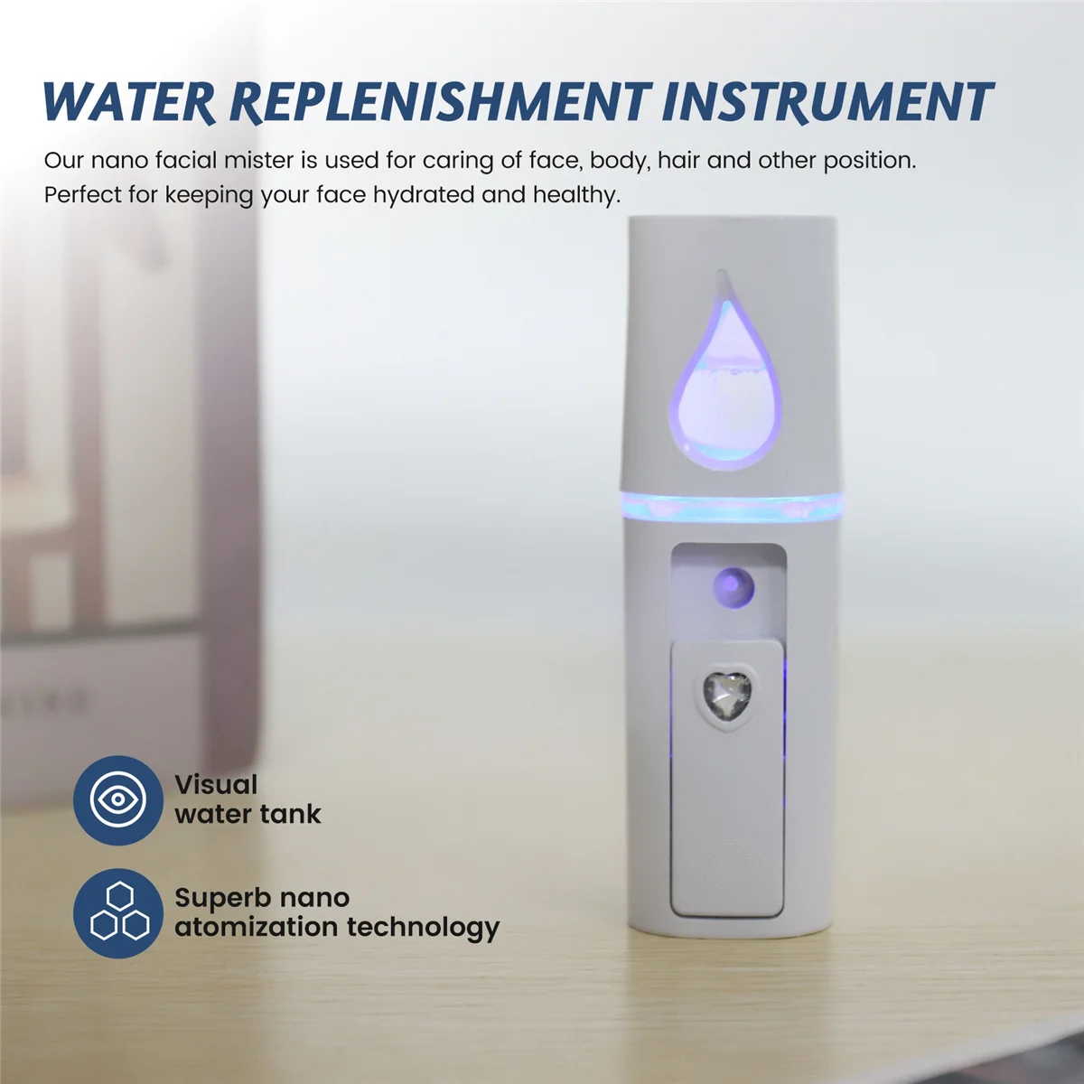 Портативный мини-пароварка Nano Mister для наращивания ресниц с зеркалом белого цвета