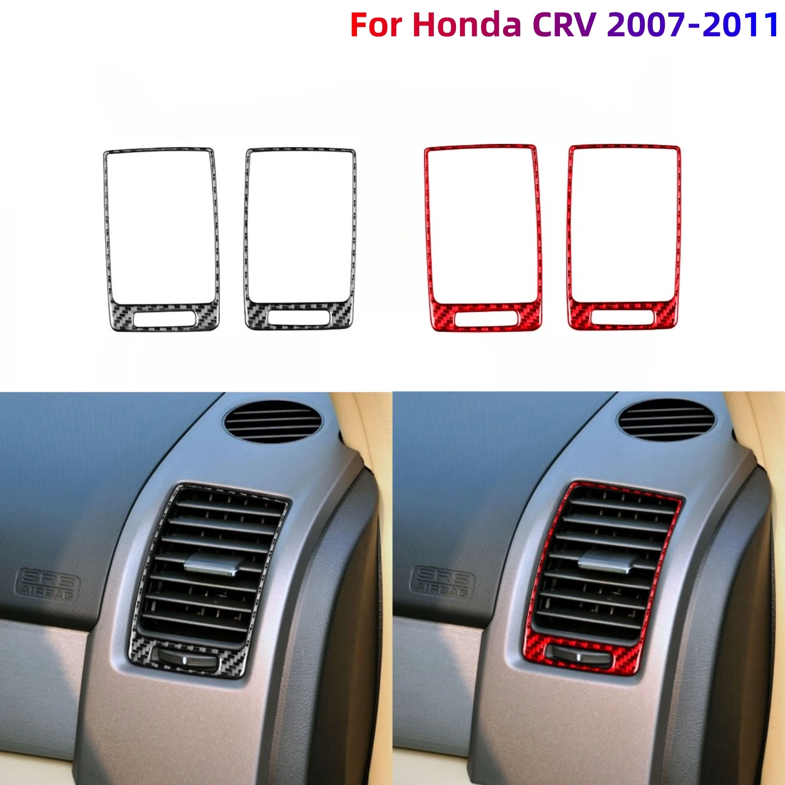 

For Honda CRV 2007-11 Accessories Carbon Fiber Car Interior Side Air Condition Vent Outlet Frame Decoration Cover Trim Stickers