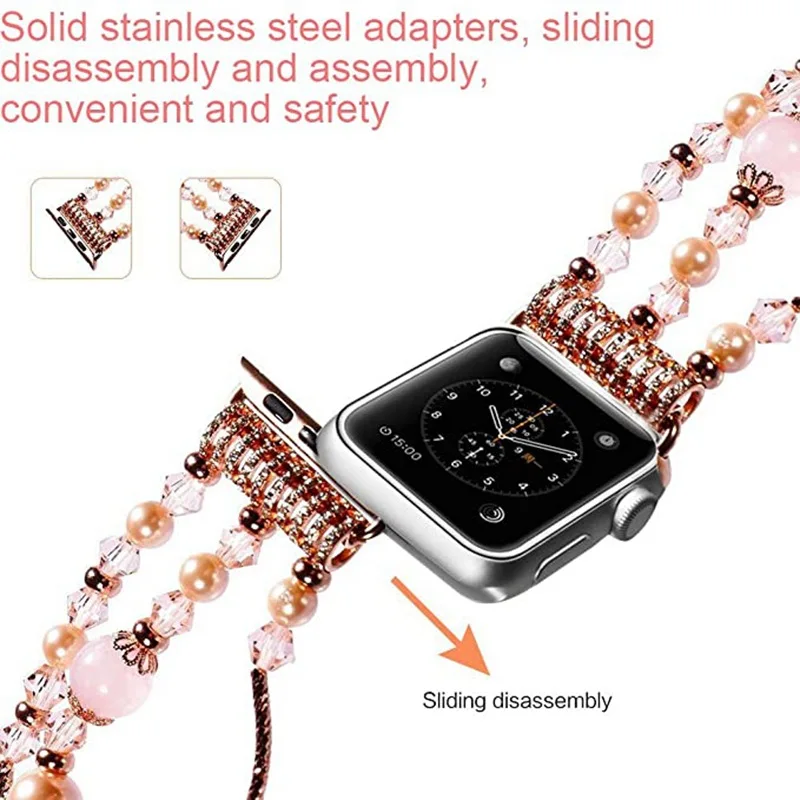 Женский браслет для Apple Watch band 45 мм 41 38/42 эластичный бриллиантовый iWatch Series 7 6 5 4 3 SE 40