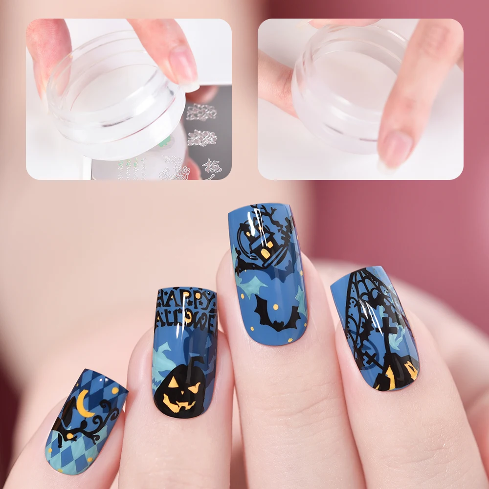 Ногтей Штамповка Польский Набор Черный Белый Штамп Печати Лак Искусство