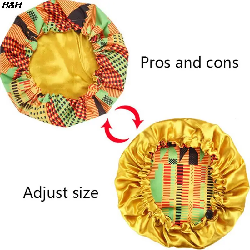 

1×Children Printed Double Layer Turban Cap Silk Turban Wear Head Wrap Hat Women