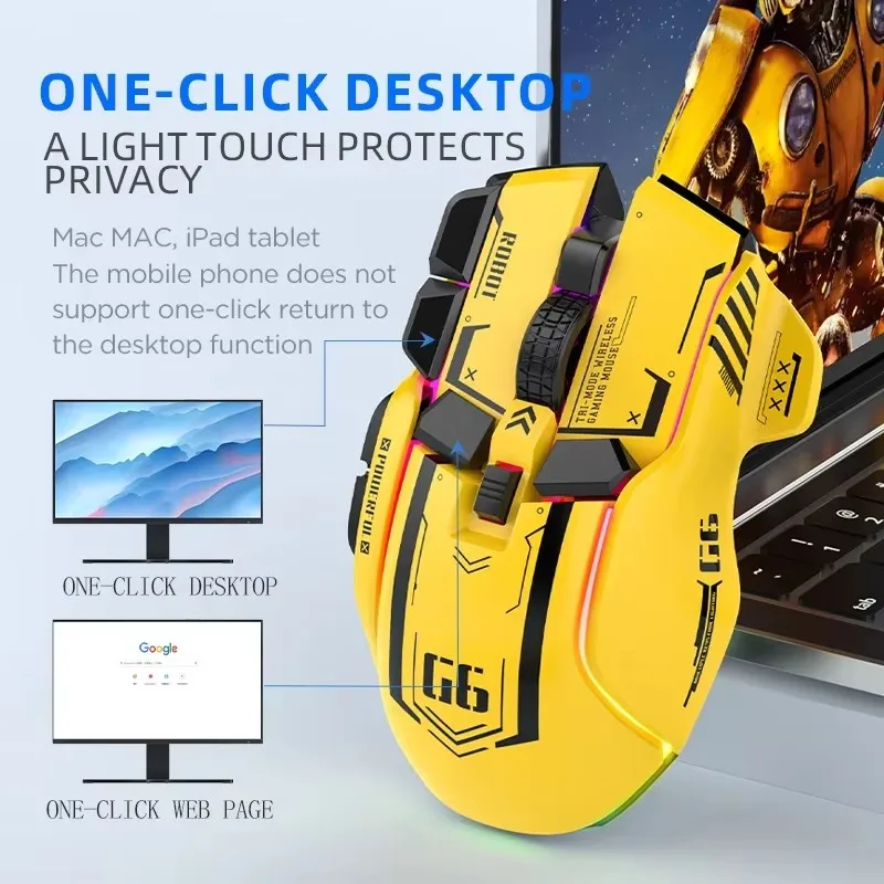 ZLRLMHY 2 4G USB Bluetooth Беспроводная игровая мышь 12-клавишная RGB проводная Meche для Windows IOS