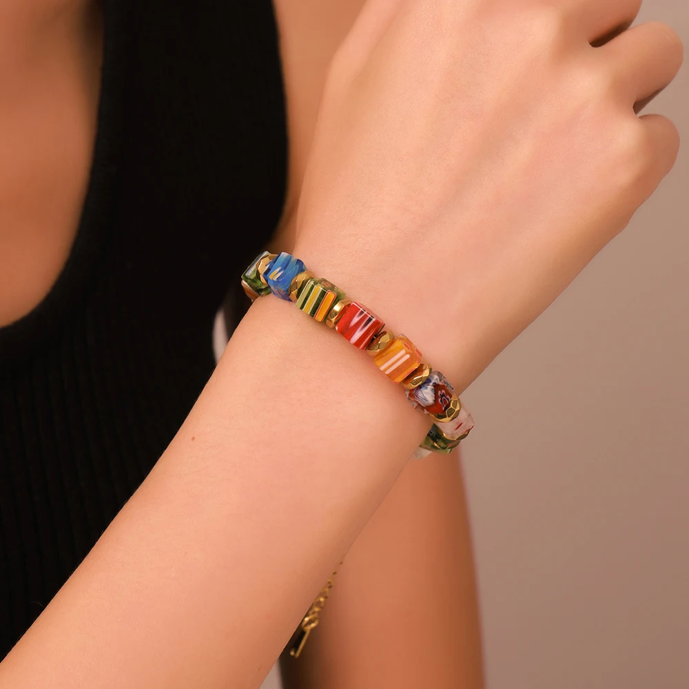 Новый браслет из муранского стекла ручной работы с тысячей цветов модный бисера