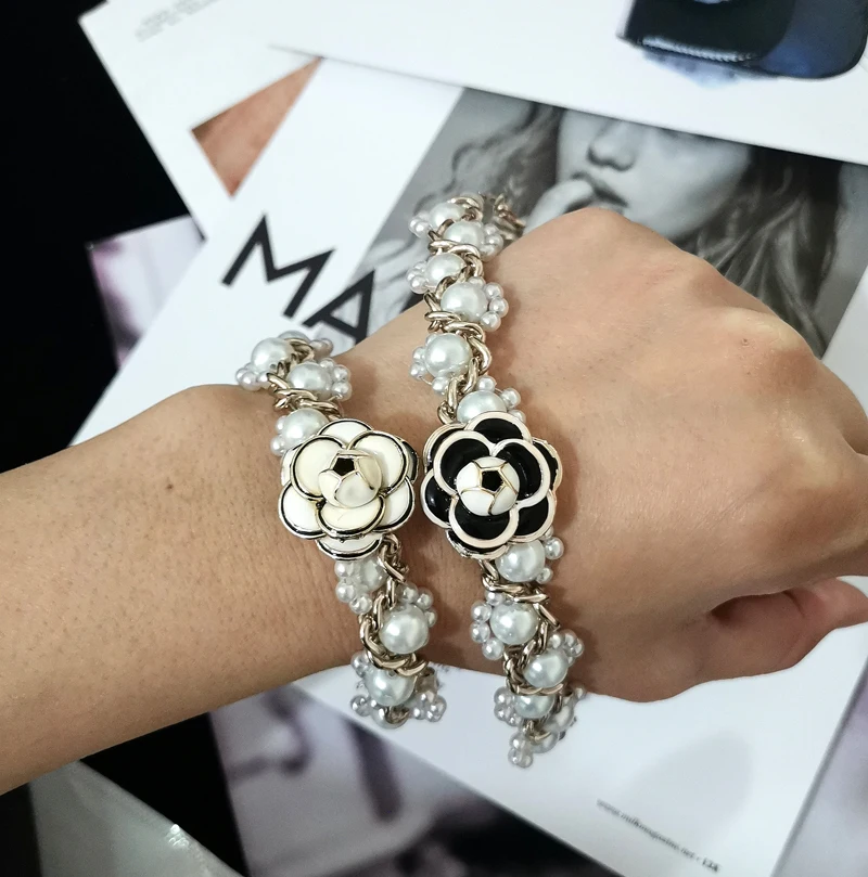 Элегантные камелии цветок жемчуг браслеты свадебные ювелирные изделия |