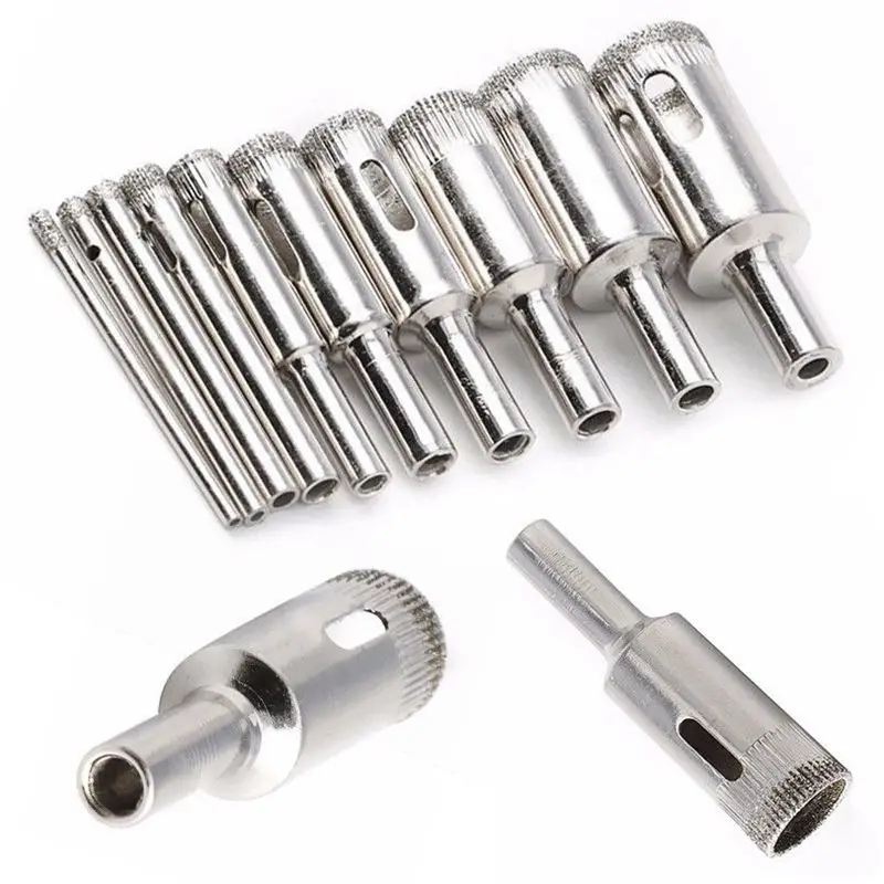 

10Pcs 3-18Mm Diamond Coated Core Hole Saw Drill Bit Set Tools For Glass Marble