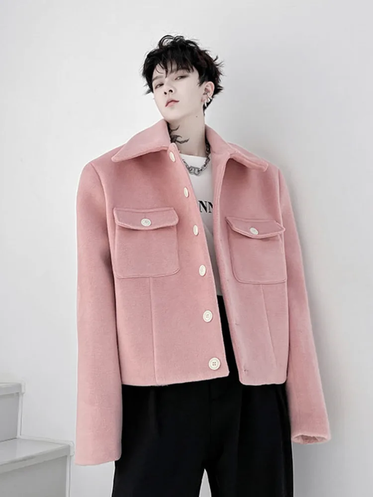 

SYUHGFA Korean Streetwear Short Style Lapel Woolen Jacket Men Clothing Loose Coat 2023 Autumn Fashion Casual Woolen Jackets