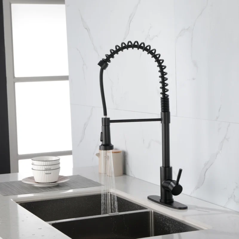 

Kitchen Faucets Commercial Solid Brass Single Handle Single Lever Pull Down Sprayer SpringKitchen Sink Faucet