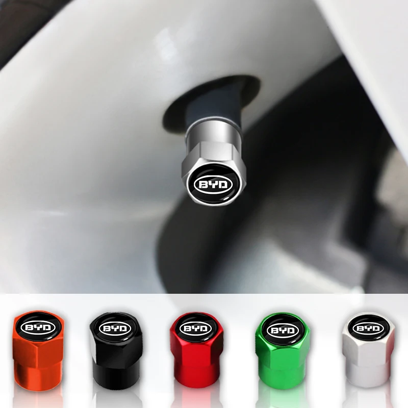 

4pcs Car Wheel Tire Valve Core Cap Auto Logo Styling For BYD F3 F0 S6 Battery Tang Suragical Mask EV 2021 G3 F3R Care Mascarilla