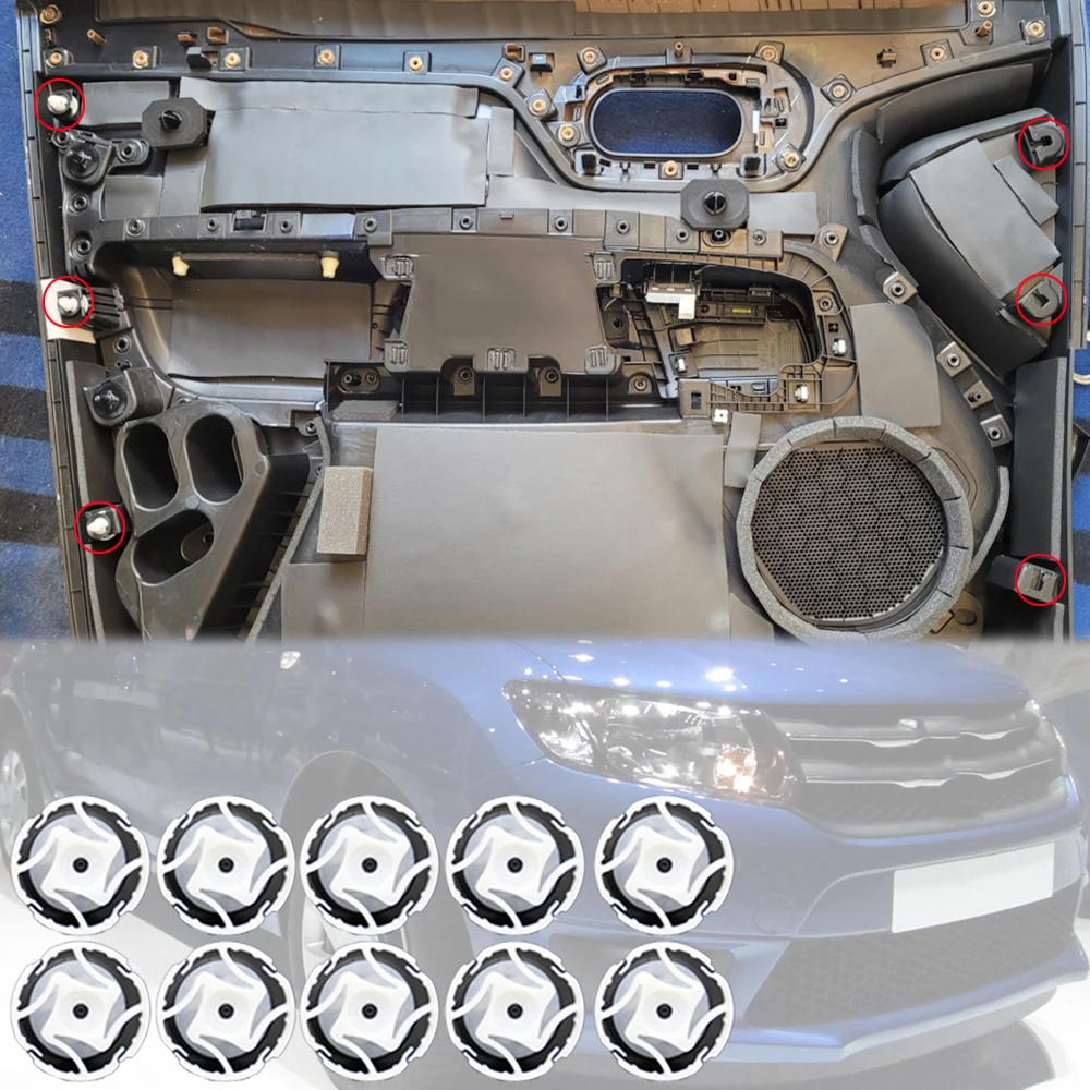

10 шт. для Renault Logan 2004 2005 2006 2007 2008 2009 - 2015 2016 2017 L90 Лада ларгус Дверная панель карточка отделка зажимы Крепежные заклепки