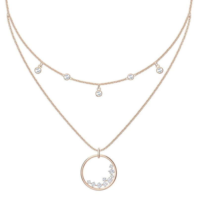 

2023 Swan Series Double Layer Diamond Necklace Rose Gold High-end Elegant Women's Jewelry
