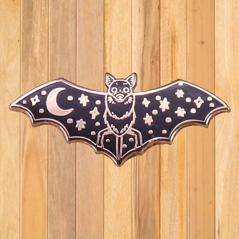 

A0672 Bat Moon Star Spooky Enamel Brooch Pins Metal Badges Lapel Pin Brooches Fashion Jewelry Accessories