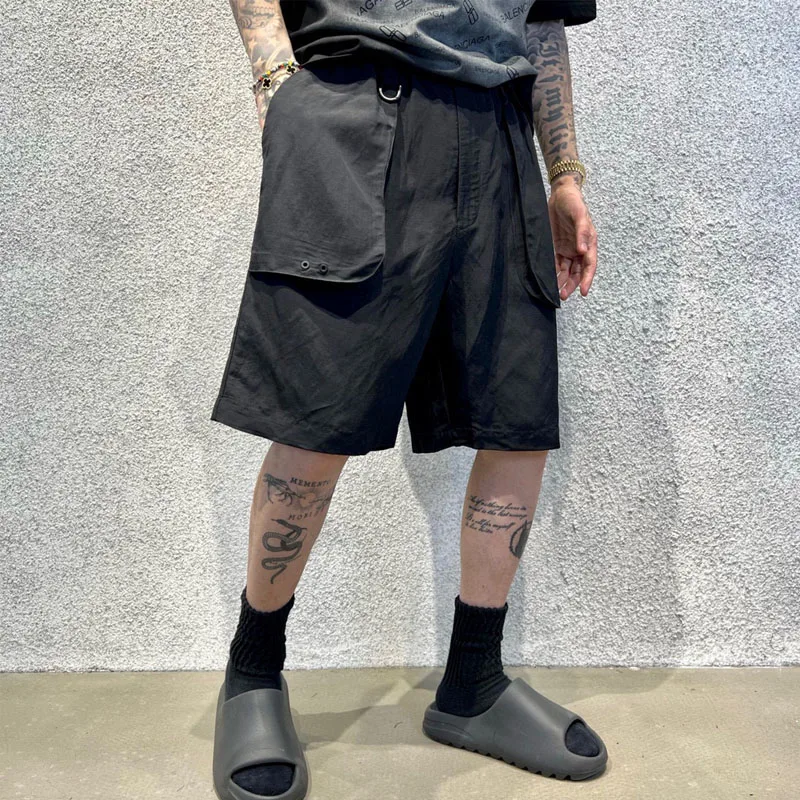 

Yohji Yamamoto Y3 Functional Pocket Anti-tear Woven Cargo Shorts Summer Men's Lightweight Quick-drying Pants Y3 Quarter Pants