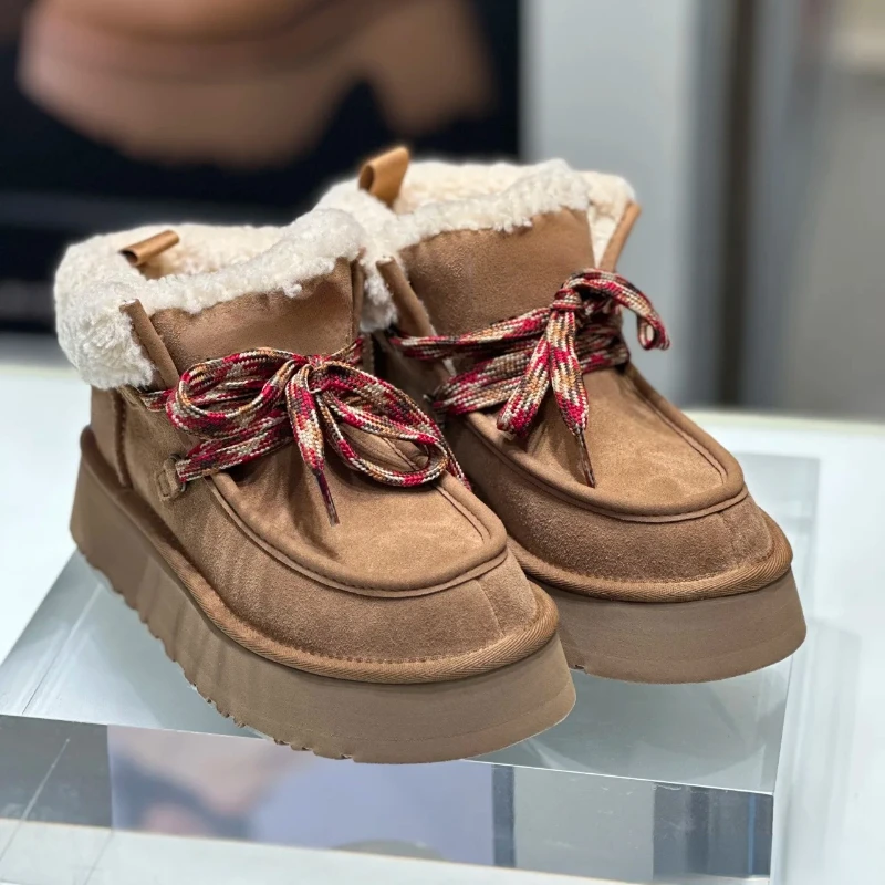 Зимние сапоги из натуральной овечьей шерсти новинка 2024 женская зимняя теплая