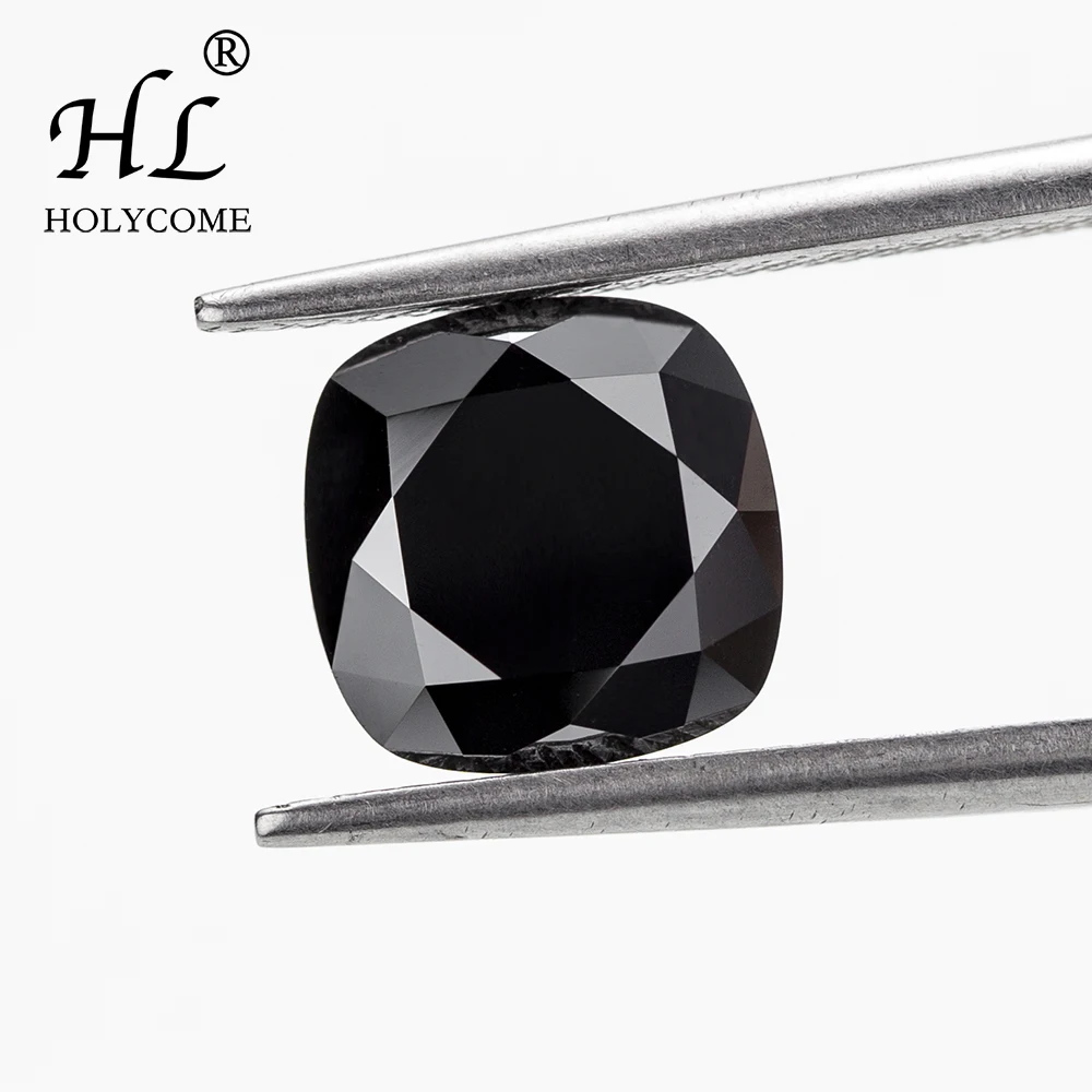 

Holycome Loose Gemstones Moissanite Stones 5.5-9.5mm Cushion Cut Diamond Black Color Beads For Women Ring Jewelry Material Stone