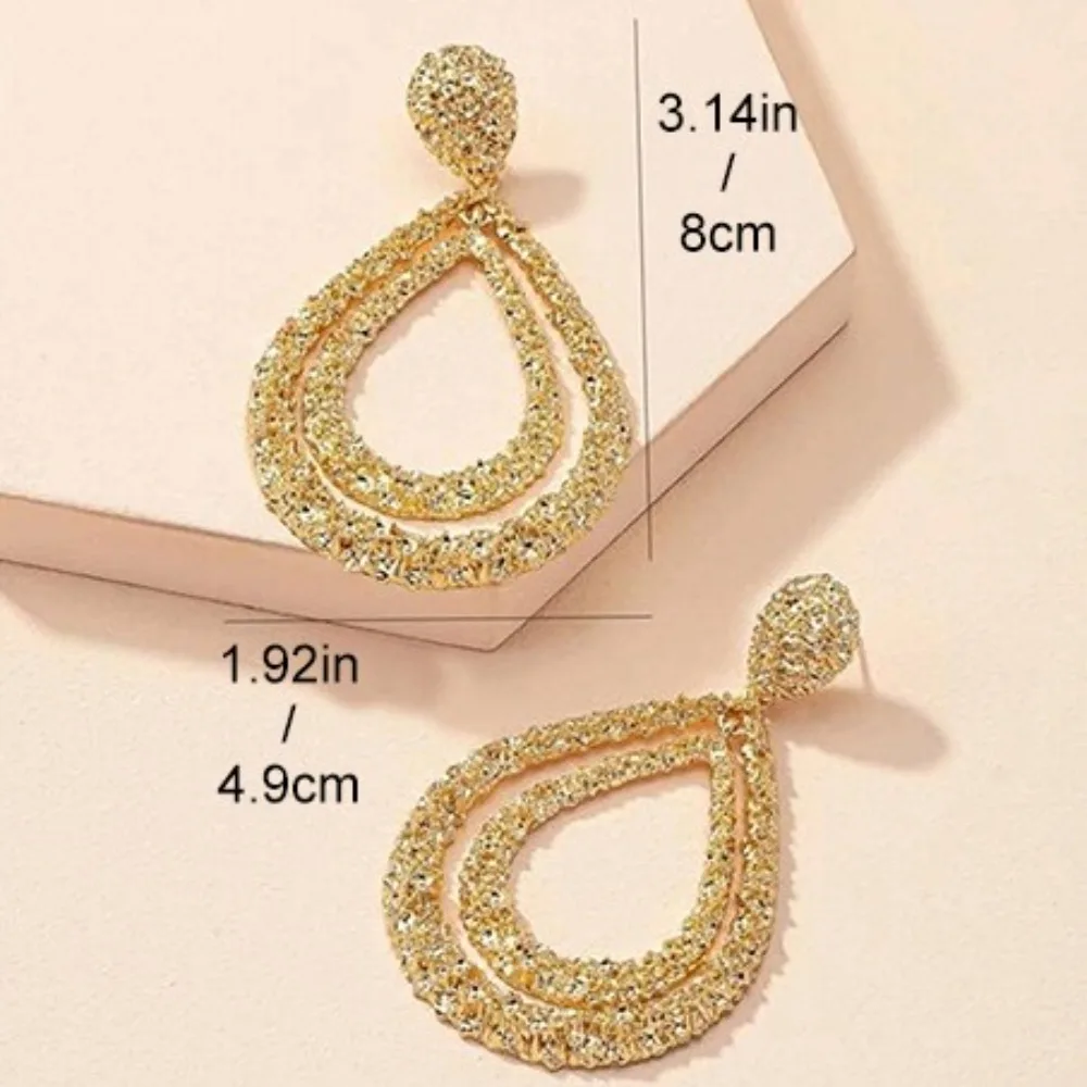 Двухслойные серьги с каплями воды однотонные полые круглые в форме капли