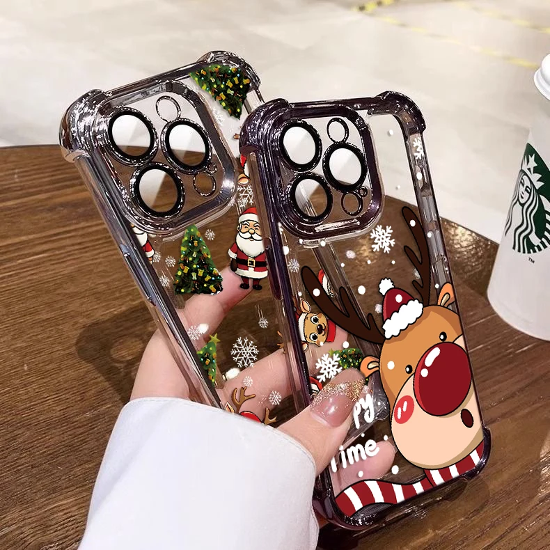 Christmas Pattern Phone Case For Vivo Y77 Y38 Y36 Y50 Y28 Y27 Y17 Y16 Y15s V29e V27 V25 V23 S15 5G Shockproof Armor Cover