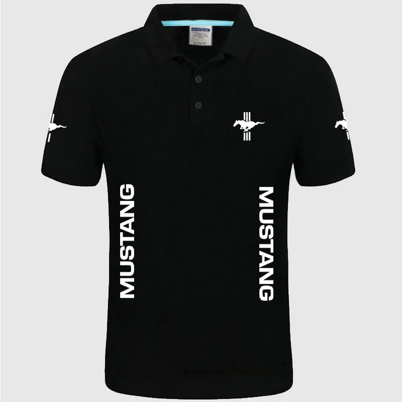 

2023 Summer High quality brand Mustang logo polo short sleeve shirt Fashion casual Solid Polo Shirt unisex shirts