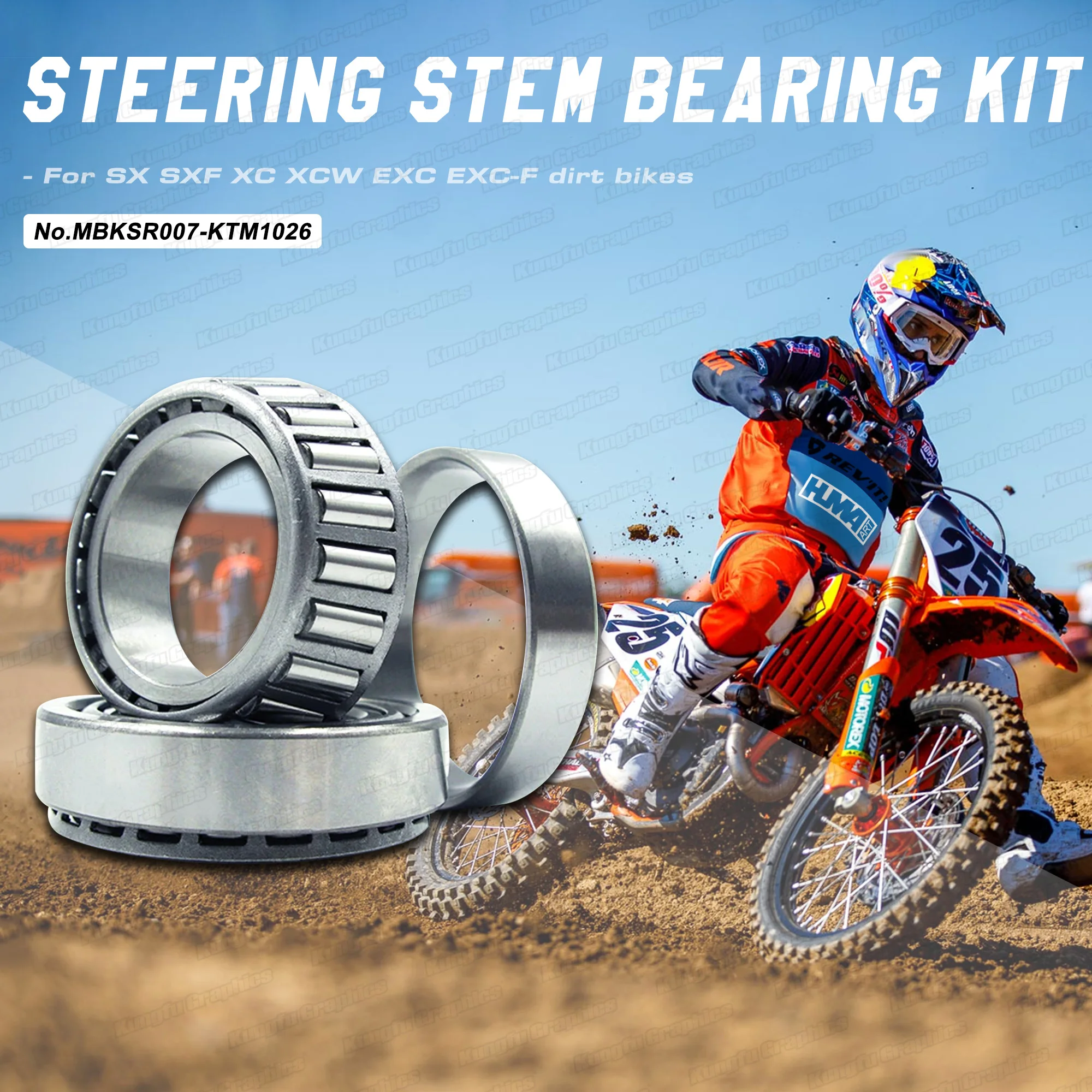 Фото Комплект конических подшипников рулевой колонки для мотоциклов KTM SX SXF XC XC-W EXC EXC-F 125-500 (мотокросс, эндуро) №1
