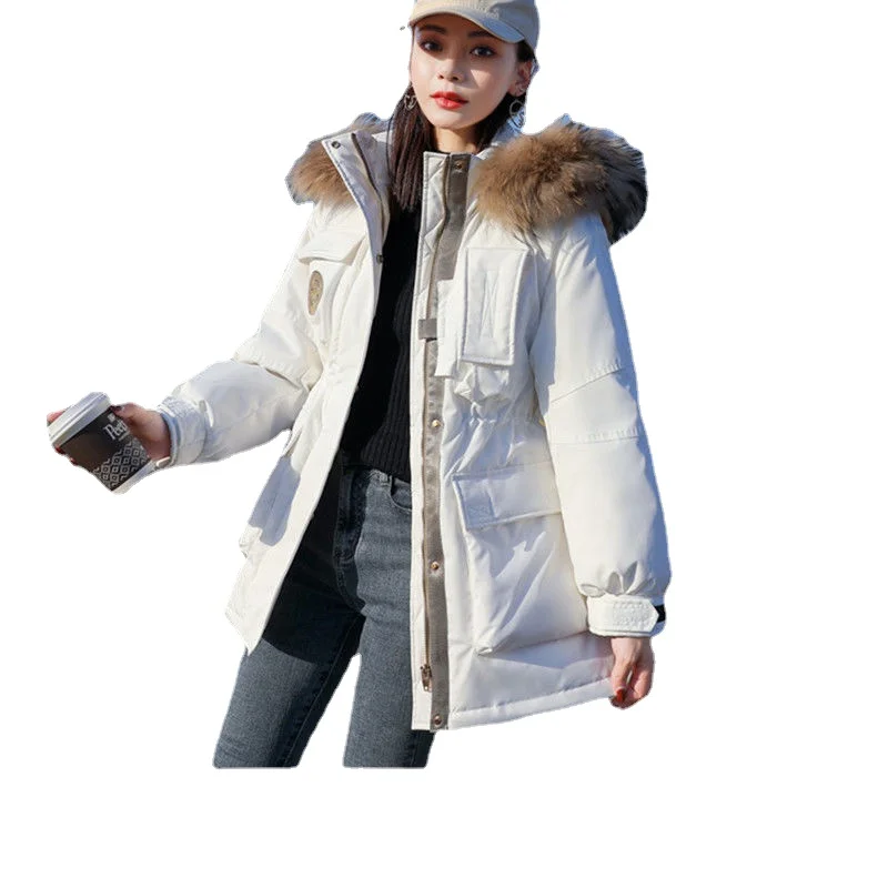New Women's Winter Stand-up Collar Collocation Hooded Fur Collar Down Jacket Korean Style Elegant Windproof Jacket Women Coats enlarge