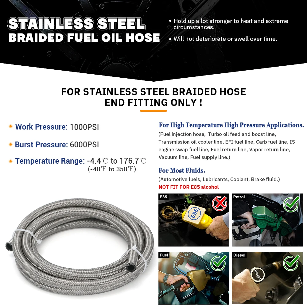 Шланг для воды AN10 10AN AN - 10 (внутренний диаметр 14 2 мм/9/16 дюйма) из нержавеющей стали