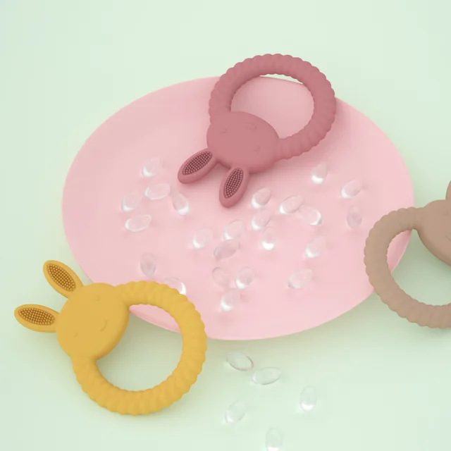 1Pcs Food Grade Baby Silicone Teether Toy Cartoon Rabbit Nursing Teething Ring BPA Free Newborn Health Molar Chewing Accessories 4