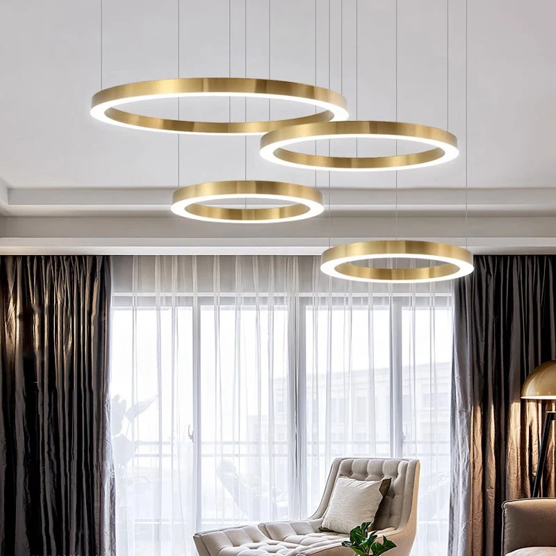 

Led Art Chandelier Pendant Lamp Light Room Decor Modern home for living dining hanging indoor lighting kitchen accessories rings