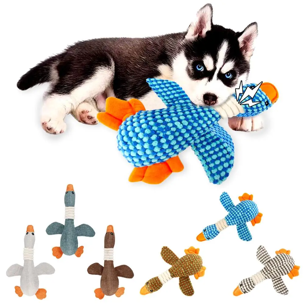 Wild Goose Shape Plush Toy Dog Teeth Pets Interactive Molar Squeak Toys Supplies Q0g6