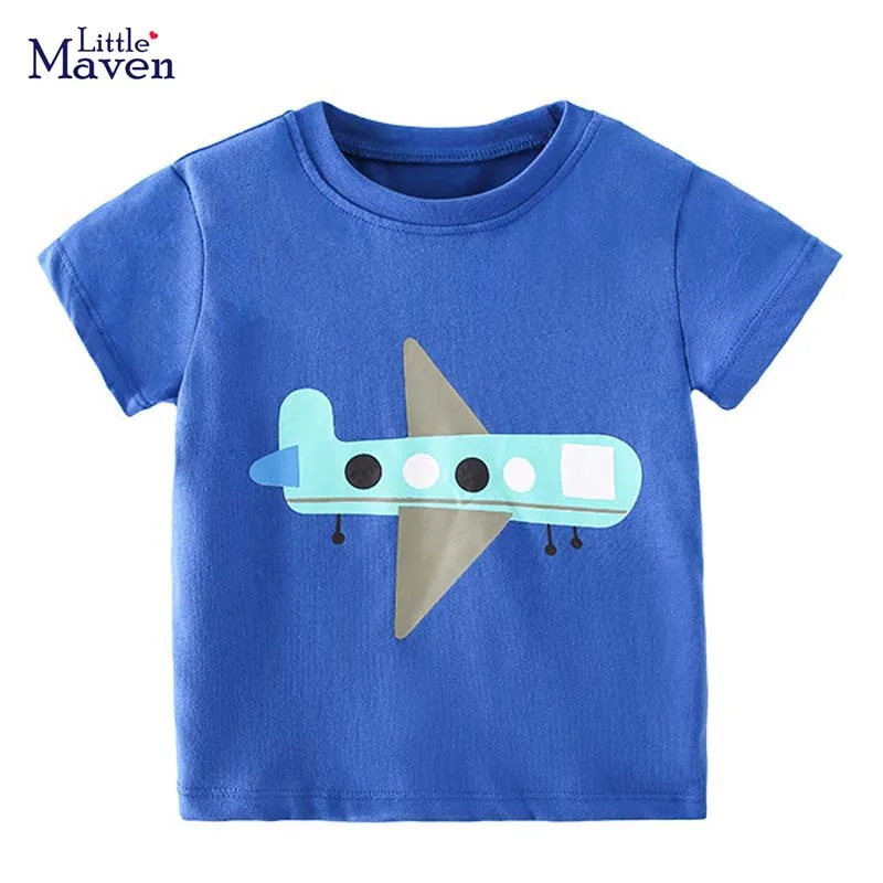 

Little maven 2022 Baby Boys Clothes Summer Kids Cotton T-shirt Lovely Cartoon Excavator Fashion and Comfort top for Kids 2-7year