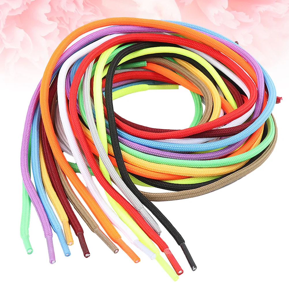 20 Pcs Elastic Shoelaces Color Rope Oval Elastic Flat Shoelaces Braided Shoelace Color Shoelace