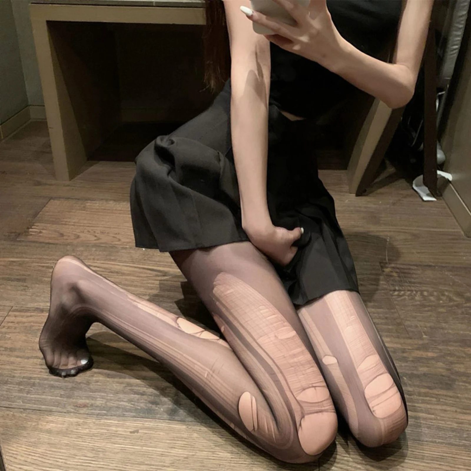 

Women's Sexy Stockings DIY Tearable Creative Hole Style High Elastic Non-slip Stretch Stockings