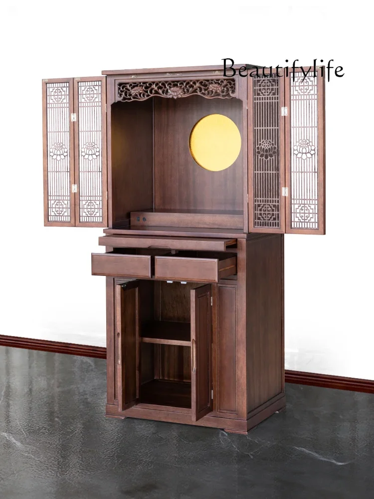 Храм из цельного дерева для дома с дверным шкафом Будды Гуаньинь Бог богатства