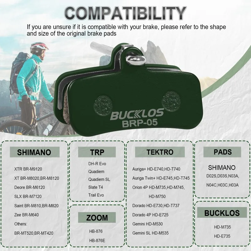 Фото Керамические тормозные колодки BUCKLOS для велосипедов SHIMANO XTR XT SLX DEORE, гидравлические тормозные колодки с теплоотводом, дисковые тормозные колодки для велосипедов. №3