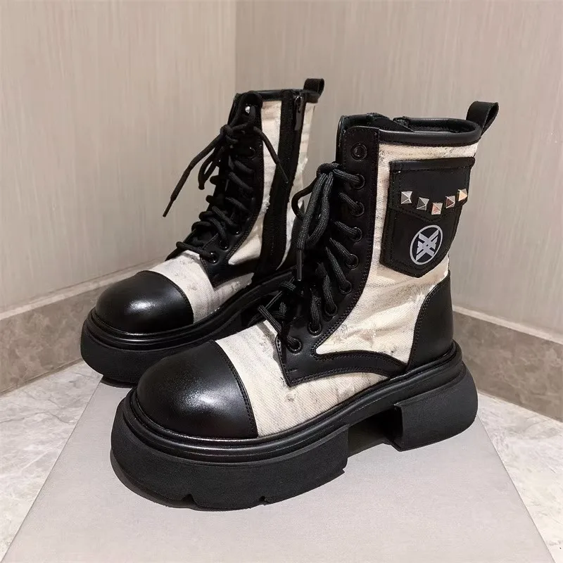 Женские ботинки челси на платформе Черные ботильоны плоской подошве молнии