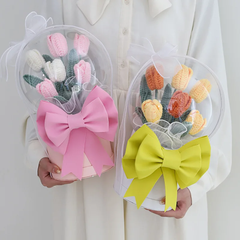 

Net Red Ins Wind Wool Knitting Bouquet Tulip Sunflower Imitation Flower Handicrafts Send Girlfriend Romance