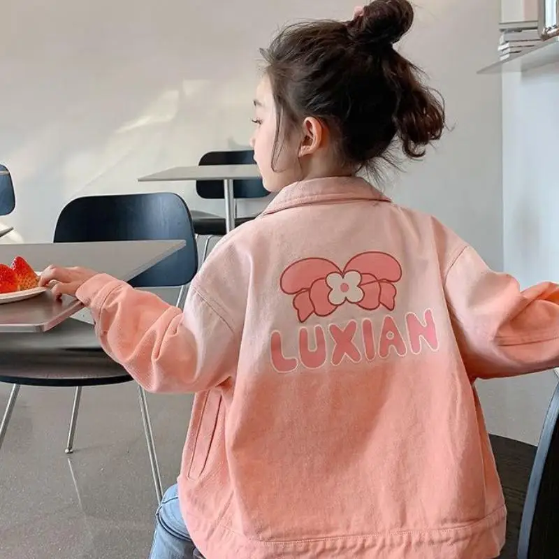 Детская джинсовая куртка Sanrio Kuromi с лацканами мягкое удобное пальто аниме мотивом