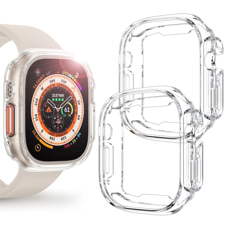 

For Apple Watch Ultra Case 49mm Ultra Thin Transparent TPU Case with Screen Protector for IWatch Ultra 49mm iWatch 8Ultra Fundas