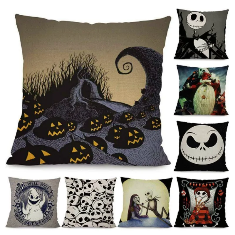 

Nightmare Before Ghost Print Pattern Home Decorative Pillowcase Halloween Skull Cushion Cover Square Office Decor Pillow Case