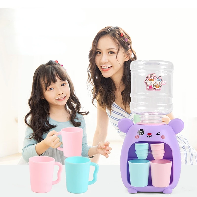 

Mini Water Dispenser for Children Kids Gift Cute Cold/Warm Water Juice Milk Drinking Fountain Simulation Cartoon Pig Kitchen Toy