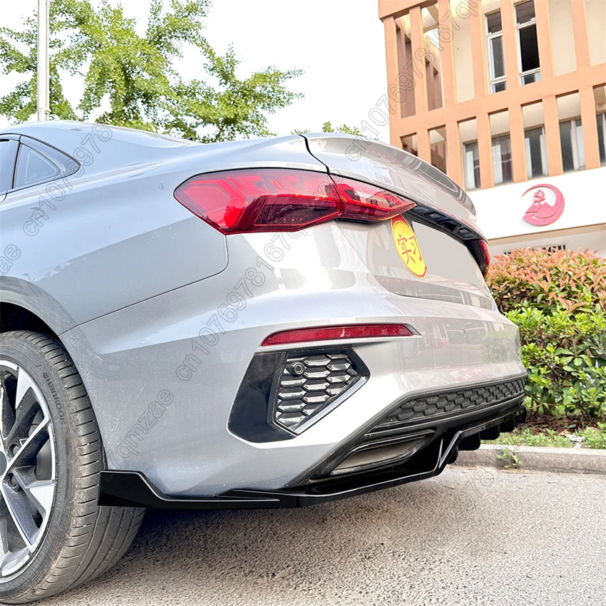 Фото Накладка-диффузор на задний бампер для Audi A3 S-Line Sedan 8Y 2020-2024, защита-сплиттер, тюнинг №5