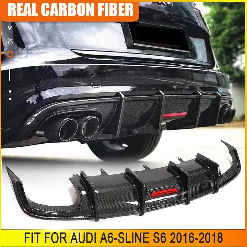

Для Audi A6-SLINE S6 2016-18 задний бампер диффузор спойлер губа из углеродного волокна