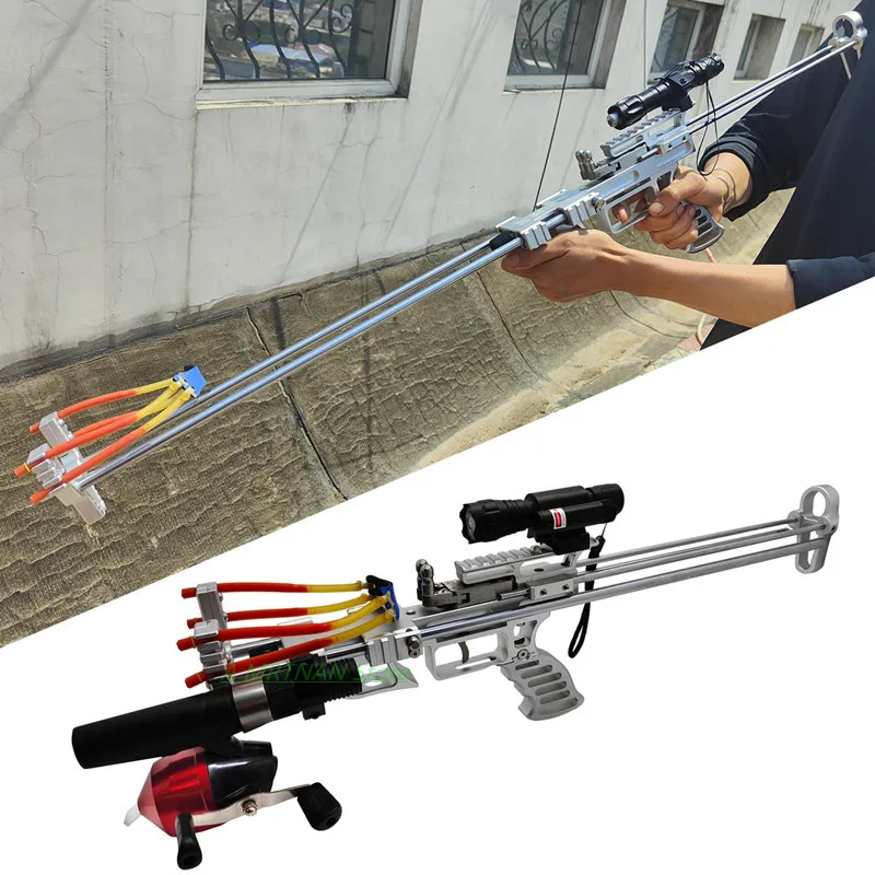 

New High Precision Laser Aiming Slingshot Powerful Hunting Shooting Catapult Outdoor Hunting Slingshot with Rear Support Device
