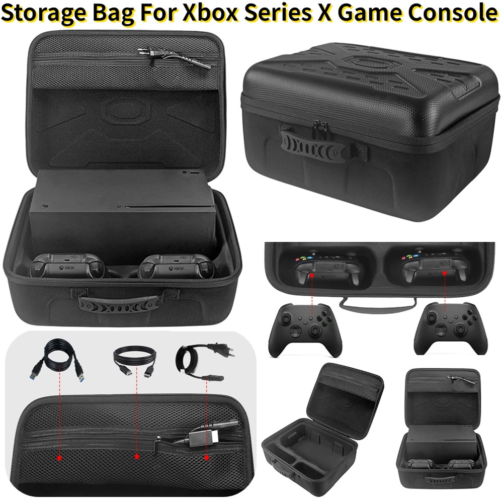 

Hard Carrying Case Games Accessories Protective Storage Pockets for Xbox Series X Game Console Travel Controllers Storage Bag