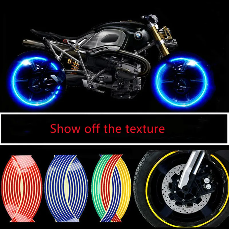 

18" Strips Motorcycle Car Wheel Tire Stickers Reflective Rim Tape Motorbike Auto Decals