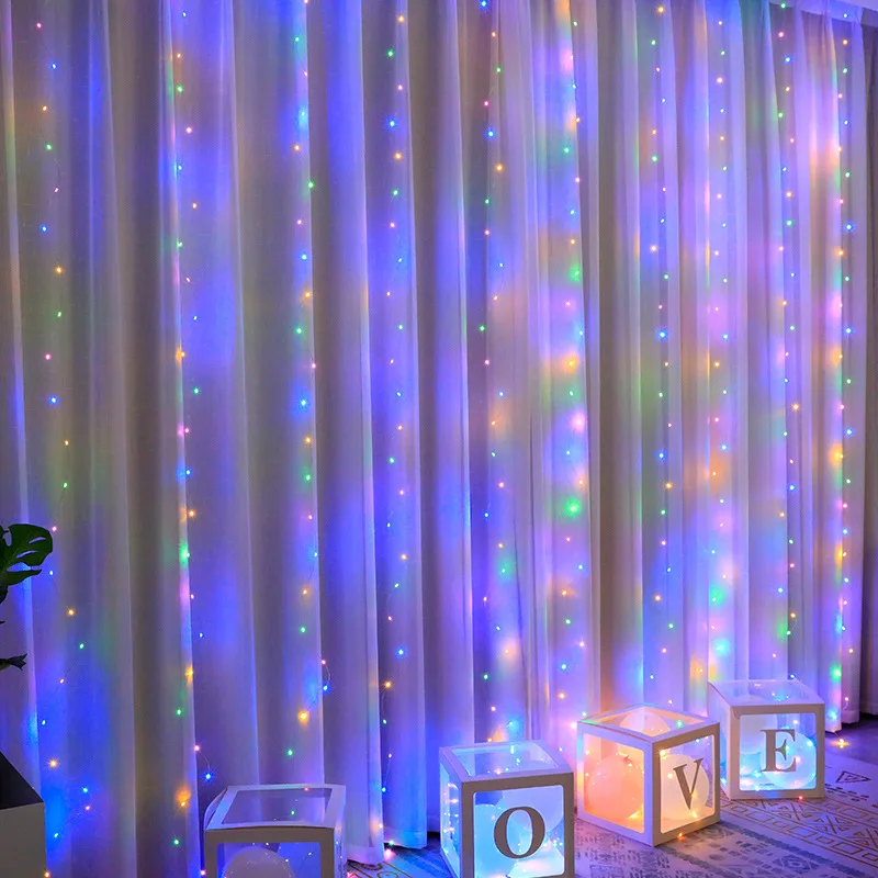 

Curtain LED String Lights Christmas Decoration 3m Remote Control Holiday Wedding Fairy Garland Lights for Bedroom Outdoor Home
