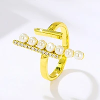 simple baroque pearls inlay zircon temperament luxury women ring exquisite elegant fashion ladies rings wedding jewelry present