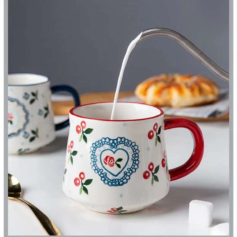 

Современная керамическая чашка для хозяйки с ложкой, чашка для молока, чашка для хлопьев и завтрака, чашка для воды, чашка для кофе большой емкости, домашняя чашка
