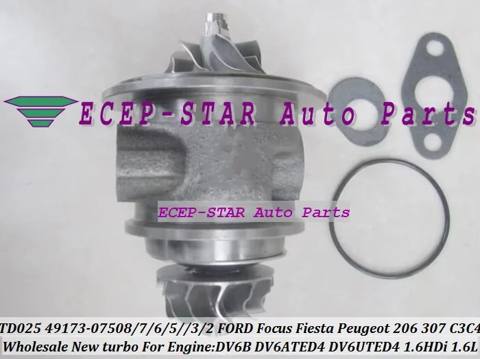 Фото Бесплатная доставка: Турбокартридж CHRA TD02 49173-07508 0375N5 для Ford Focus, Fiesta, C-MAX; Peugeot 207, 307, Berlingo; Citroen C3, C4 №3
