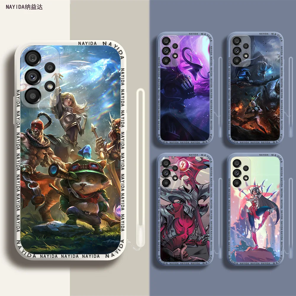 Чехол для телефона Samsung A14, A24, A34, A54, A53, S23 Plus, ультрароскошный мягкий силиконовый синий чехол с надписью Legends Teemo