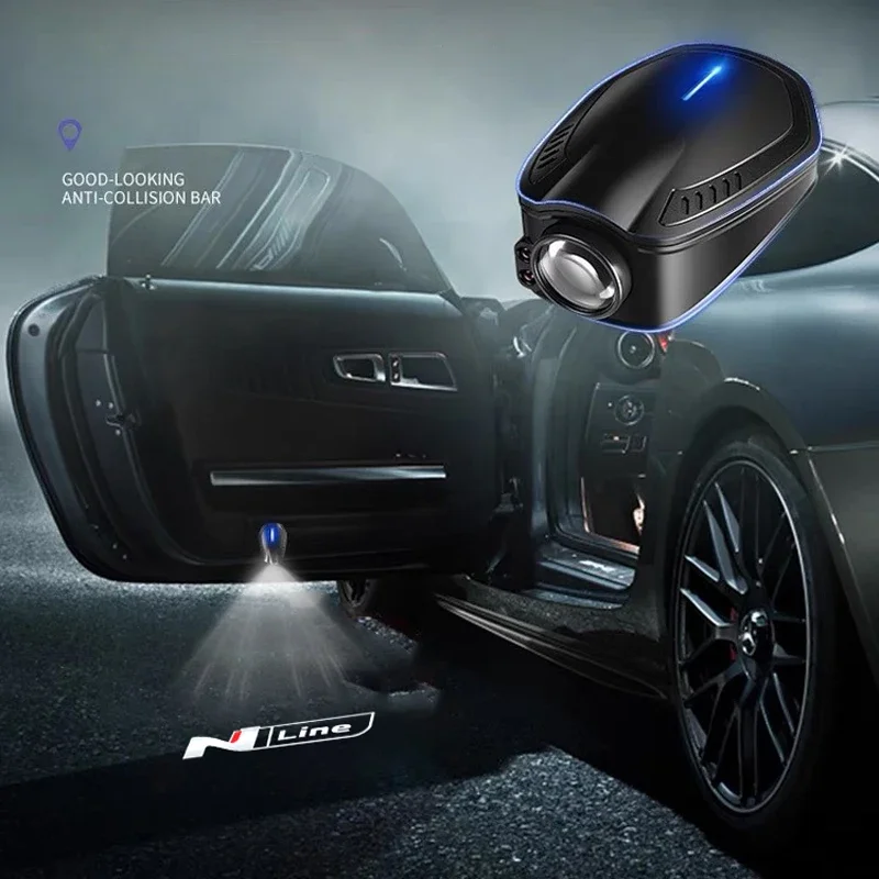 Фото 2 шт. USB перезаряжаемый логотип N Line, автомобильные двери, HD светодиодные лампы, проектор, люминесцентные приветственные огни для Hyundai Sonata Accent Tucson Azera №1